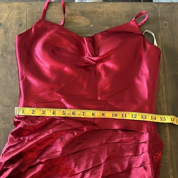 New Wedding dress Satin COWL NECK RED GOWN FRONT Split back lace up gown - Picture 13 of 13